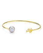 Chan Luu Cultured Freshwater Pearl Thin Cuff Bracelet In 18k Gold-plated Sterling Silver