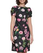 Karl Lagerfeld Paris Floral Print Side Ruched Dress