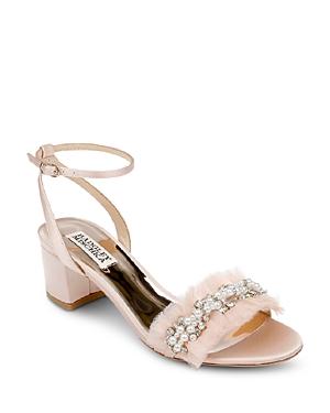Badgley Mischka Women's Talitha Tulle Trim Block Heel Sandals