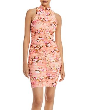 Black Halo Kobe Ruched Mock Neck Dress