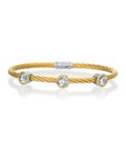 Charriol 18k Gold And Stainless Steel Stackable Bangle With White Topaz