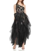 Bcbgmaxazria Embellished One-shoulder Tulle Gown