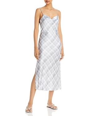 Vince Hazy Plaid Cowl Neck Dress