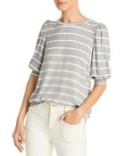 Status By Chenault Striped Ribbed Puff Sleeve Top
