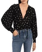 Derek Lam 10 Crosby Ellie V Neck Metallic Dot Top