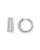 Baguette And Round Diamond Huggie Hoop Earrings In 14k White Gold, 2.0 Ct. T.w. - 100% Exclusive