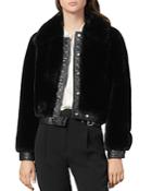 Sandro Fauny Leather-trimmed Faux-fur Coat