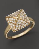 Diamond Pave Pyramid Ring In 14k Yellow Gold, 0.45 Ct. T.w.