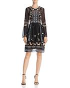 French Connection Bijou Stitch Embroidered Bell-sleeve Dress