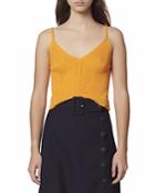 Sandro Ximin Ribbed Openwork Cropped Camisole Top
