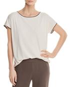 Eileen Fisher Silk Piped-trim Top