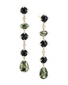 David Yurman Chatelaine Multi Drop Earrings In 18k Yellow Gold With Green Orchid, Black Onyx & Diamonds