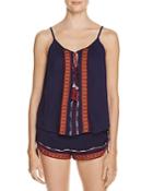 Band Of Gypsies Embroidered Tassel Tie Top