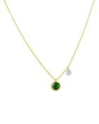 Meira T 14k Yellow Gold Green Chrome Round Pendant Necklace With Diamond Teardrop, 18