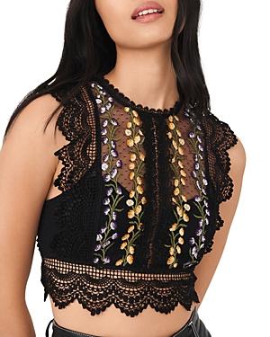Free People Bisoux Embroidered Lace Crop Top
