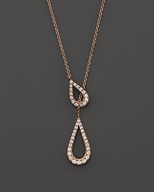 Diamond Teardrop Lariat Necklace In 14k Rose Gold, .3 Ct. T.w.