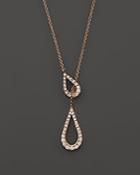 Diamond Teardrop Lariat Necklace In 14k Rose Gold, .3 Ct. T.w.