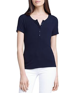 L'agence Violet Short Sleeve Henley Tee
