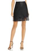 Bagatelle. Nyc Fringed Faux Leather Skirt
