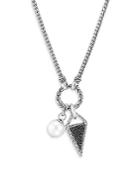 John Hardy Sterling Silver Classic Chain Black Sapphire, Black Spine, & Freshwater Pearl Multi Charm Amulet Pendant Necklace, 18