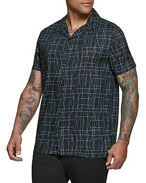 Karl Lagerfeld Paris Geo Line Print Slim Fit Button Down Camp Shirt