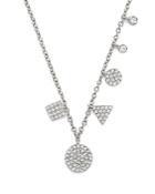 Meira T 14k White Gold Multiple Shape Diamond Disc Necklace, 16