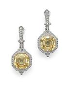 Judith Ripka Estate Ascher Cut Stone Earrings With Canary Crystal