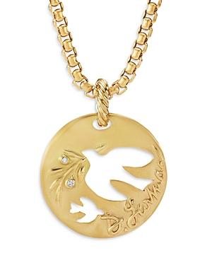 David Yurman 18k Yellow Dy Elements Diamond Accent Dove Cut Out Pendant