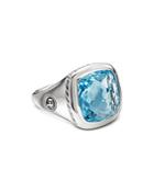 David Yurman Sterling Silver Albion Ring With Blue Topaz