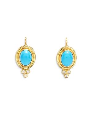 Temple St. Clair 18k Yellow Gold Classic Temple Drop Earrings With Turquoise & Diamonds