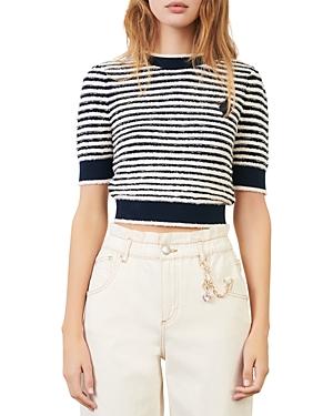 Maje Marinella Striped Cropped Sweater