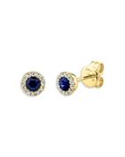 Moon & Meadow 14k Yellow Gold Diamond & Blue Sapphire Stud Earrings - 100% Exclusive
