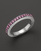 Judith Ripka Sterling Silver Pave Band Ring With Pink Sapphire