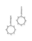 Diamond Pave Circle Drop Earrings In 14k White Gold, .30 Ct. T.w.