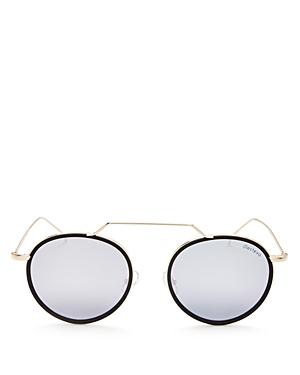 Illesteva Wynwood Ace Mirrored Brow Bar Round Sunglasses, 50mm