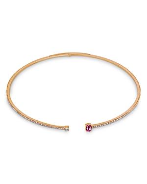 Hueb 18k Rose Gold Spectrum Pink Sapphire And Diamond Collar Necklace, 17.5