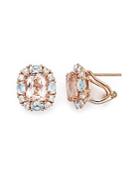 Morganite, Aquamarine And Diamond Stud Earrings In 14k Rose Gold