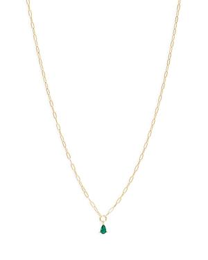 Argento Vivo Green Pear Shape Cubic Zirconia Pendant Necklace In 14k Gold Plated Sterling Silver, 16-18
