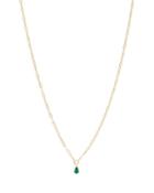 Argento Vivo Green Pear Shape Cubic Zirconia Pendant Necklace In 14k Gold Plated Sterling Silver, 16-18