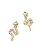 Diamond Snake Stud Earrings In 14k Yellow Gold, .23 Ct. T.w.