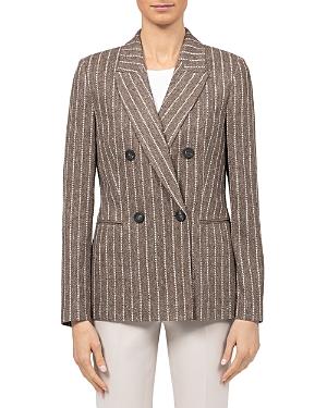 Peserico Striped Double Breasted Linen Blazer
