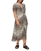 Whistles Jaguar Print Ruched Midi Dress