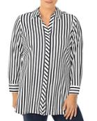 Foxcroft Plus Vera Striped Shaped Tunic Shirt