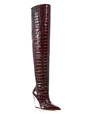 Stuart Weitzman Women's Croc Embossed Lucite Wedge Over-the-knee Boots