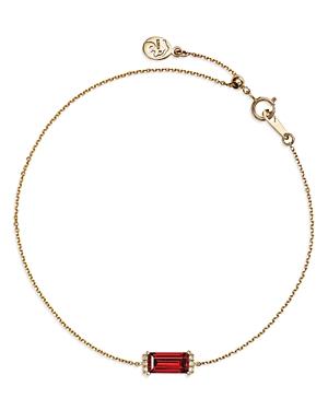 Bloomingdale's Garnet & Diamond Accent Chain Bracelet In 14k Yellow Gold - 100% Exclusive