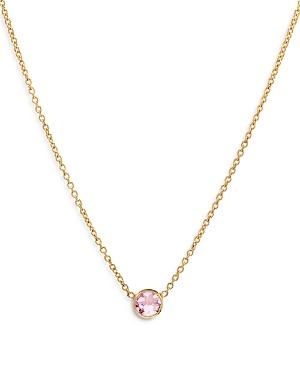 Zoe Lev 14k Yellow Gold Rose Zircon Birthstone Solitaire Pendant Necklace, 16-18
