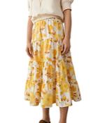 Ba & Sh Nonder Floral Print Tiered Midi Skirt