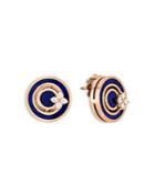 Roberto Coin 18k Rose Gold Love In Verona Lapis & Diamond Circle Stud Earrings
