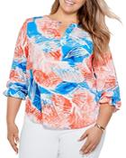 Nic+zoe Plus Watercolor Blooms Top