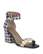 Donald Pliner Women's Watson Gingham-print Color-block Leather Block Heel Sandals